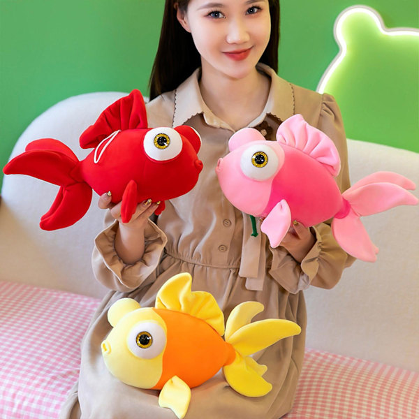 Plush Leksak Fisk Söt Färgad Guldfisk Dockor Plushies Mjuk Kompis Sov Kudde Fylld Akvarium Djur Dockor Kastkudde Heminredning