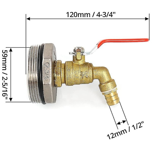 2 Tommer Tromle Hane Messing Tønde Hane Med EPDM Pakning Til 55 Gallons Tromle