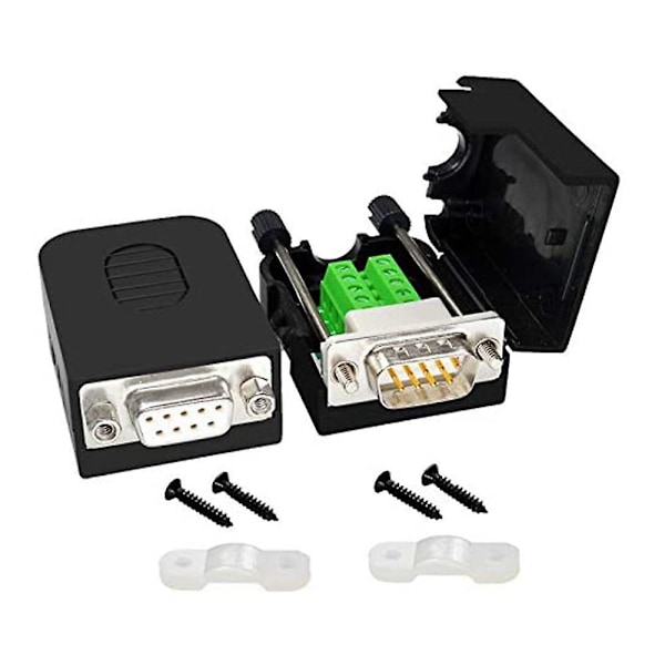 DB9 Loddefri Kontakt RS232 D-SUB Seriell til 9-Pinner Port Terminal Hunn Hane Adapter med Kasse (1