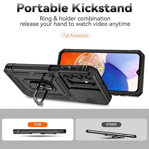 Mobilfodral för Samsung Galaxy A15 5G med skjutbart kameraskydd, militärklass fallskydd Multicolor Style A