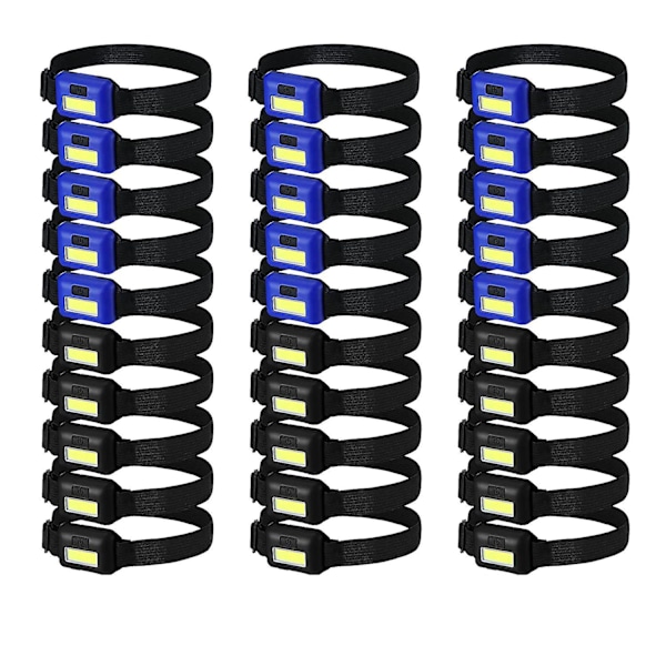 30 st LED-huvudlampor för vuxna och barn - Utomhuslampor med justerbart huvudband