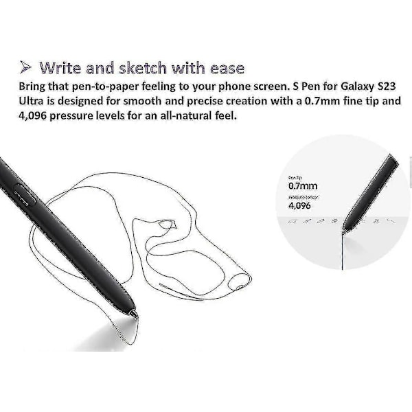 Galaxy S23 Ultra S Pen Erstatning For Samsung Galaxy S23 Ultra 5g Alle Versjoner Berøringsskjerm Styluspenn (uten Bluetooth) +spisser (svart)