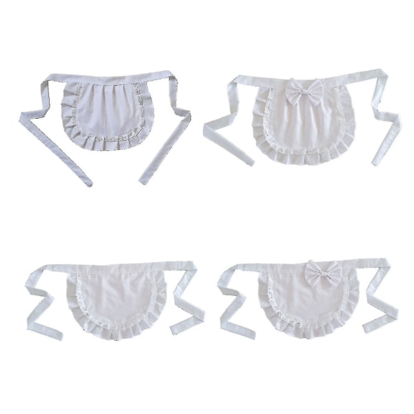Retro Förkläden Midje Förkläde Midje Förkläde För Flickor  Smal Kostym  Vit Bomull  Halv Förkläde  Fest Hot[C] White-Beige