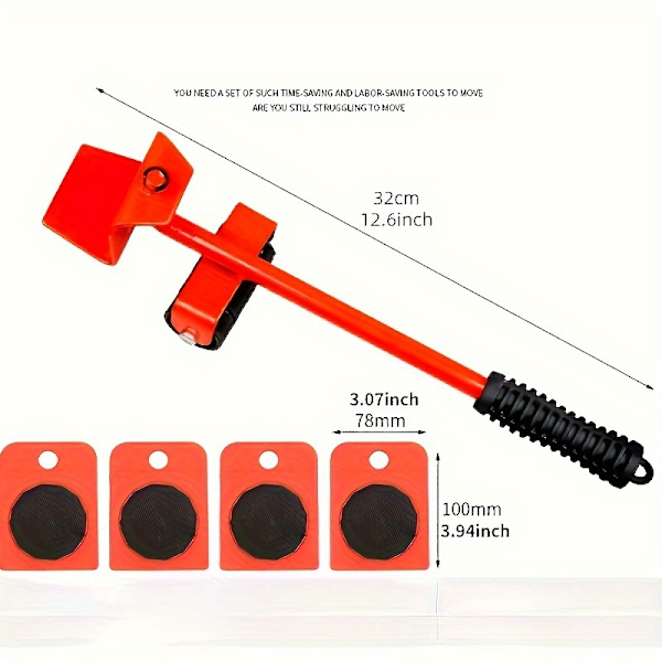 5 stk/sett Heavy-Duty Møbelflyttersett - Enkel Flytte løsning for Store og Tunge Objekter, Arbeidsbesparende Talje-basert System for Enkel Flytting