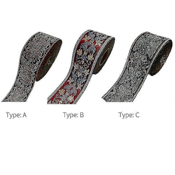 Sy Etnisk Broderad Kant Vintage Jacquard DIY Utsmyckning Vävt Band (C)
