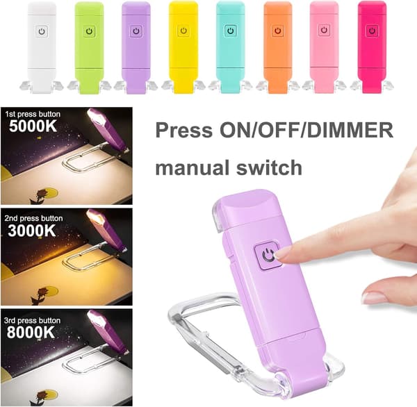 LED leselys klips-bokmerkelampe justerbar lysstyrke[C]