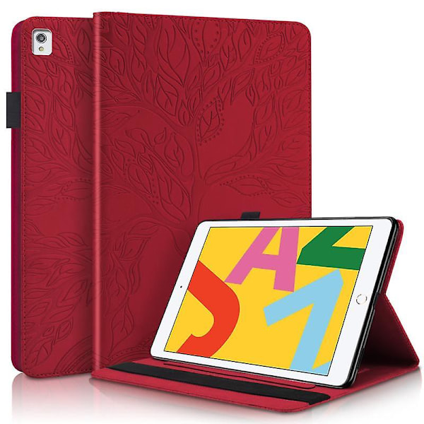 10,2 tommers iPad-etui for 9./8./7. generasjon - Premium lærveske med automatisk søvn/våkne-funksjon for iPad Air Red