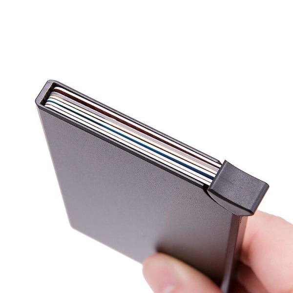 Anti-magnetisk Stöldskydd ID Kreditkortshållare Porte Carte Slim Aluminium Plånböcker Case Automatisk pop-up kreditkort 1PC Black 1
