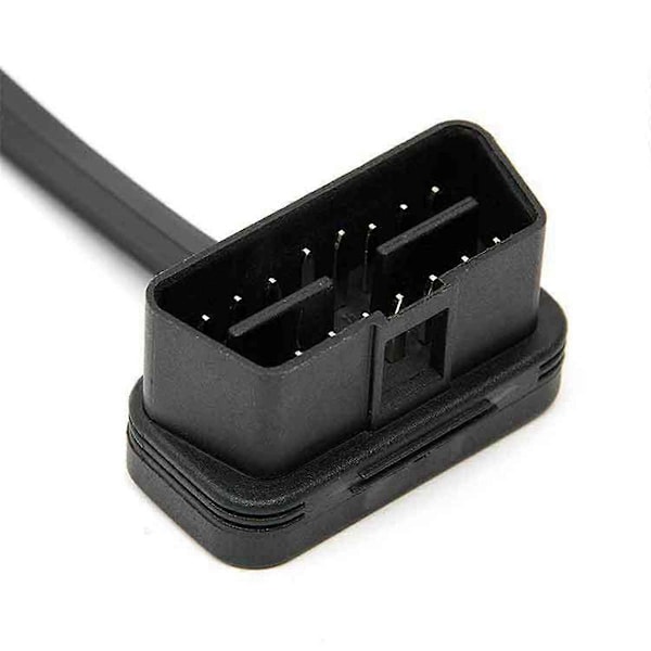 OBD2 Han til Hun Retvinklet Diagnostisk Forlængerkabel 60CM med Strømbryder OBD Switch Kabel Black
