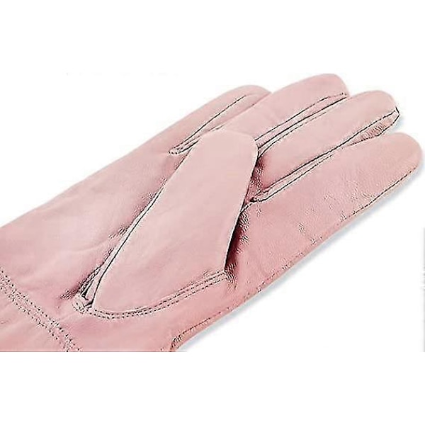 Varma vinterhandskar i PU-läder, lyxiga damhandskar med mjukt foder i fuskpäls, touchscreen-designade för att sms:a och köra bil, vindtäta handskar 1 set rosa (C)