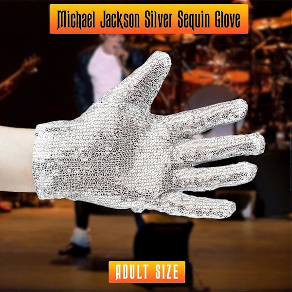 HEYONE Michael Jackson Paljetthanske - Hvit Høyrehåndshanske Kostymetilbehør - 1 stk - - (C)