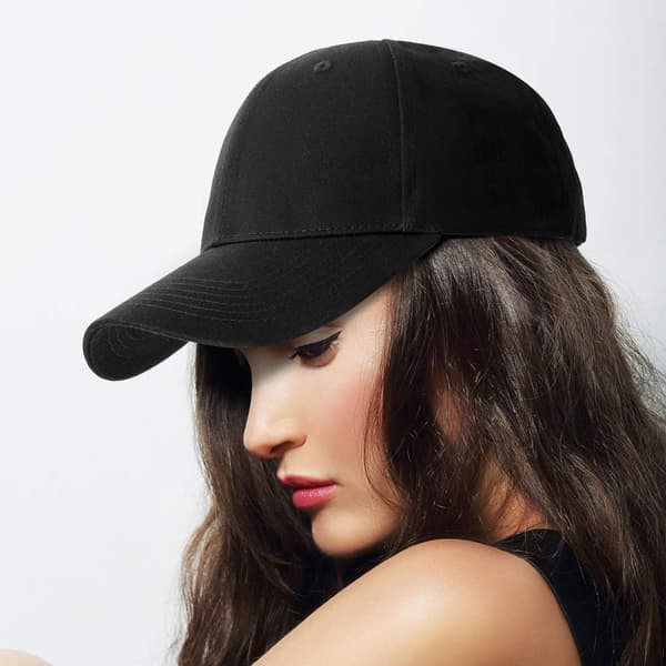 Bomullsbaseballcaps Justerbar Unisex Svart