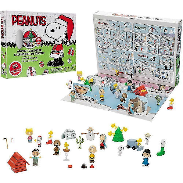 Julekalender med Peanuts-SNOOPY figurer tilbehør til 2024 - 24 dages nedtælling til jul - sjov gave til børn