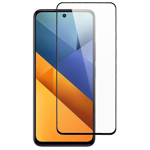 För Xiaomi Poco M6 4G Full Screen Protector Härdat Glas Full Lim Silkestryck Skärmskydd (C)