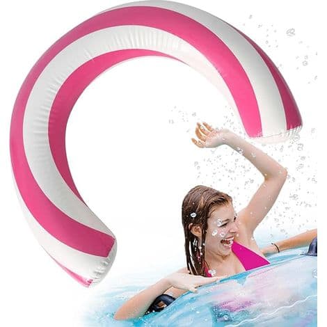 Pink oppustelig bue pool float. Holdbart og sikkert PVC-materiale. Et must-have til sommer sjov.