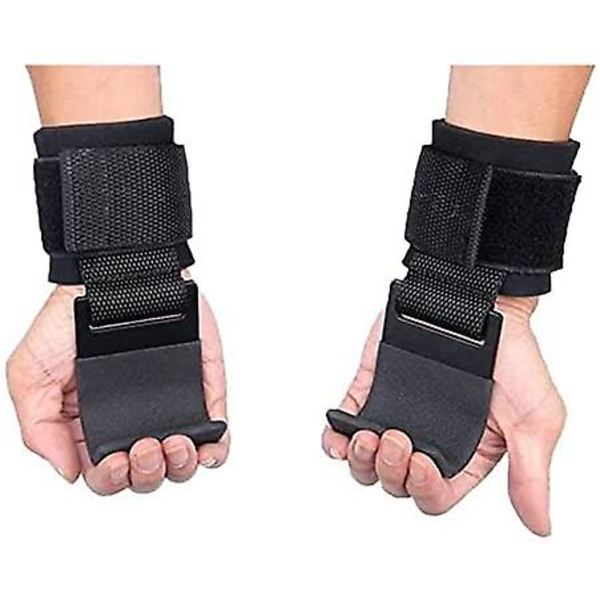 Fitness Viktlyftningskrokar Grepp - Halksäker Gummiering, Dubbla Remmar med Krokar, Marklyft och Övningslyftningskrokar Grepp med Handledsbandage
