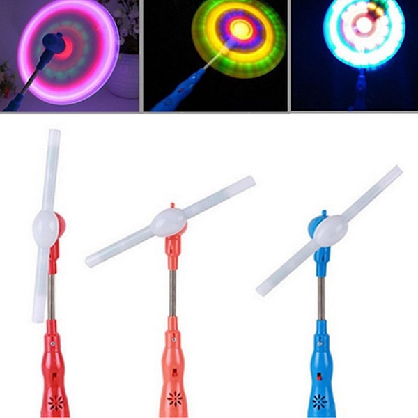 Blinkande LED-snurrande musikväderkvarn remsa form barnleksak present[C]