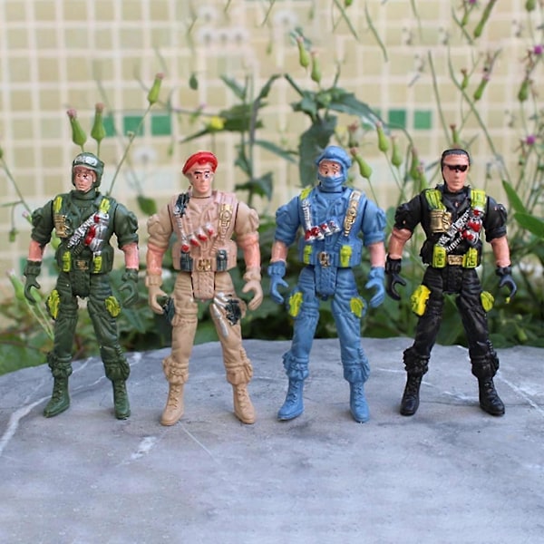 Army Men Leke Soldater 4 tommer Actionfigurer 8-pakning for Barn Gutter Jenter A