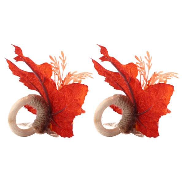 2 stk. Innovative Serviettholder Simulerings Servietring til Halloween Thanksgiving Hjem Dekoration Maple Pumpkin[C]