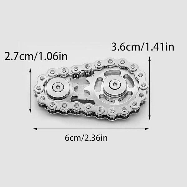 Cykelkæde Gear Fidget Spinner Metal Tandhjul Kæde Fidget Dekompressions Legetøj 2024 silver