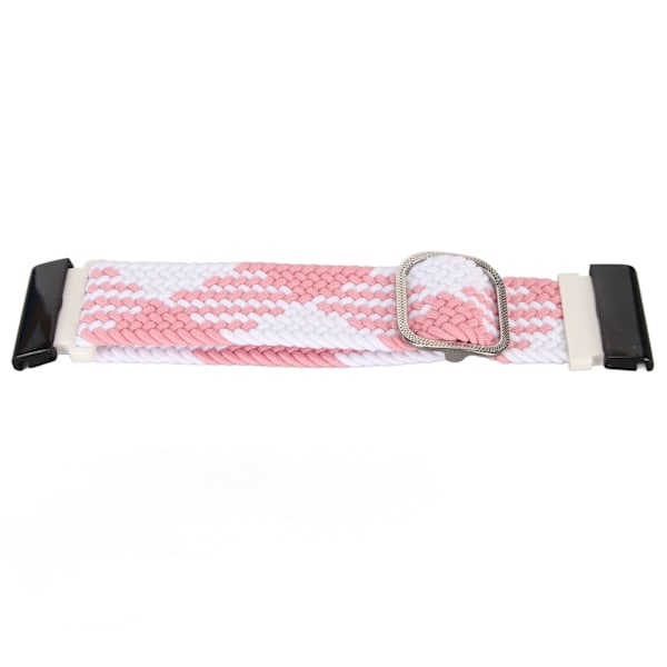Nylon klokke erstatningsreim Elastisk Pustende Veving Justerbar 26mm Spenne Klokkebånd for Vertix 2 Rosa Hvit[C]