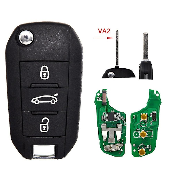 Flip Fjernkontrollnøkkel For Peugeot 208 2008 301 308 508 5008 434mhz Id46 Pcf7941 Chip Hu83 / Va2 Bl