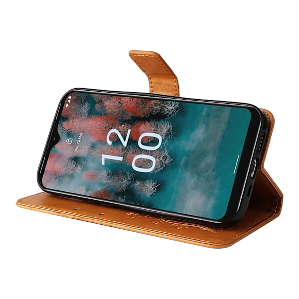 Læder Telefonetui Til Nokia C12 4G/C12 Plus/C12 Pro, Stativ Tegnebog Trykt Cover Yellow Style F Nokia C12 4G