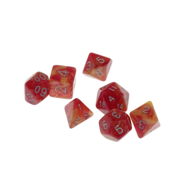 3x7st Polyedriska Tärningar D4 D6 D8 D10 D12 D20 för DnD RPG Spel Röd Gul (C)
