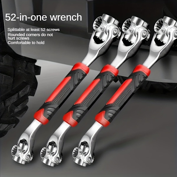 52-i-1 Multifunktionshylsnyckelset - Universalnyckel, 8-19mm Halksäker Handtag, Roterande Ben Design