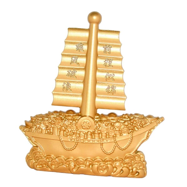 Gyllene Segelbåt Ornament Present Skulptur för Dekorativt Restaurangbord (C)