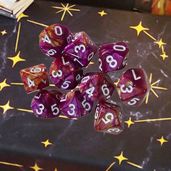 2x10st 10-sidiga Tärningar D10 Polyedriska Tärningar för Dungeons and Dragons Bordsspel Lila Röd (C)