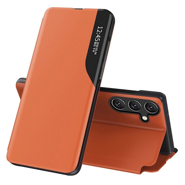 Fodral med fönster i PU-läder för Samsung Galaxy A05s 4G, stativfunktion Orange
