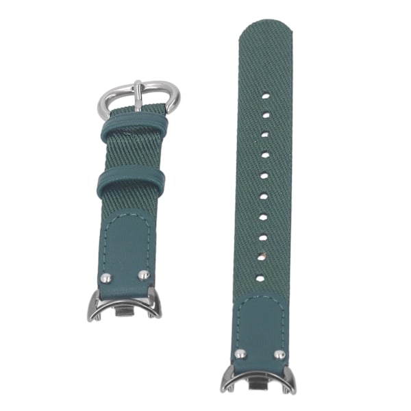 Soft Canvas PU Leather Sports Watch Strap Breathable Replacement Wristband Fit for Mi Band 8 NFC Olive Green[C]