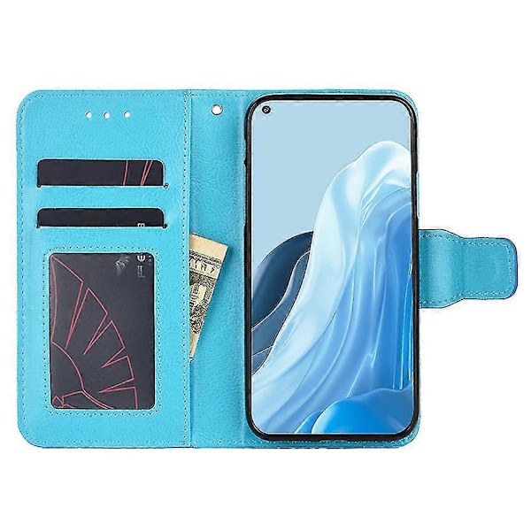Magnetiskt stängande plånboksfodral i PU-läder för Oppo Find X5 Lite Smartphone Baby Blue