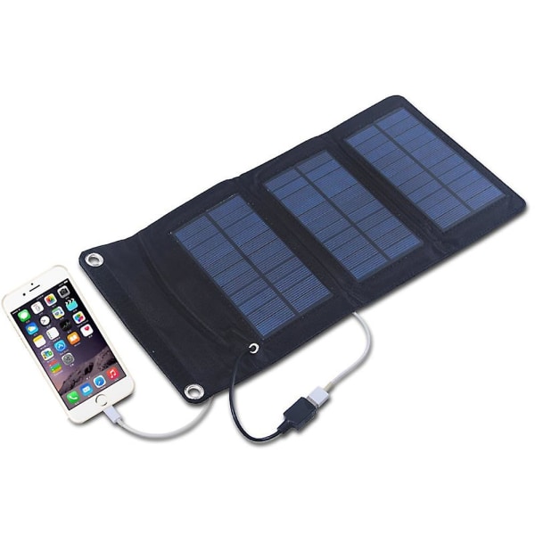 Vikbar Solcellsladdare för Telefonbatteri, Utomhus, Resa, Vandring, Camping, USB 5V, Nödladdare, Bärbar Powerbank [C] 20W 4 Folds