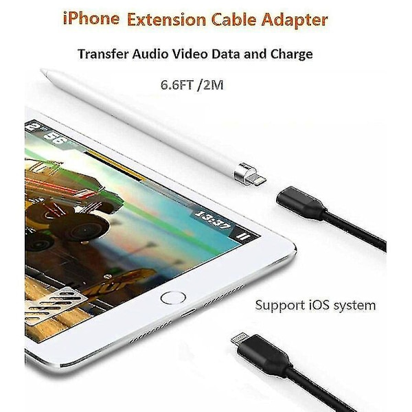 1m Lightning-förlängningskabel för iPhone iPad, iPhone-förlängningskabel Apple MFi-certifierad hona till hane