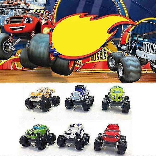 6 st Blaze And The Monster Machines Leksaker, Fordon Racer Bilar Lastbilar Barnleksak