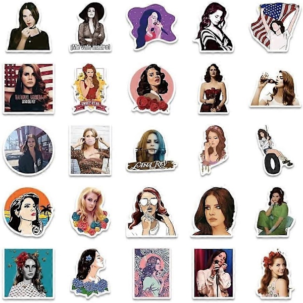 Lana Del Rey Laulaja Vinyylipintaiset Leikatut Tarrat Kannettaville Tietokoneille Puhelimille Koteloille Seinille Matkatavaroille Kirjoille Juomapulloille - 50 Tarraa (C)