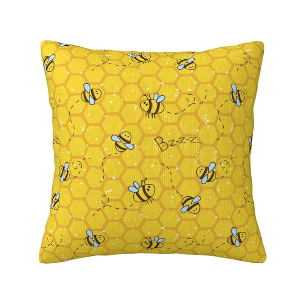 Cute Honey Bee Pattern Throw Pillow Covers Decorative Pillowcase Cushion Cover For Home Sofa Bed Indoor 18 X 18 Inch