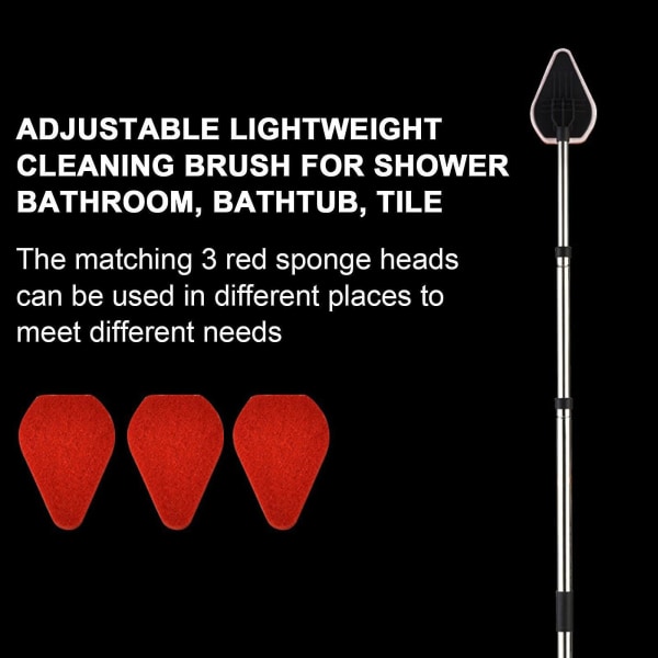 2 i 1 duschbadkar Tubtil skurborste Rengöringsborste med långt skaft skurborste Utdragbar golvborste med svampC[C] Black