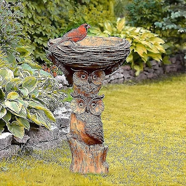 Resin ugle badekar, fuglebad, eventyrhave, ornamenter, skulpturer, havedekoration, springvand, fuglebad (C)