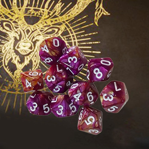2x10st 10-sidiga Tärningar D10 Polyedriska Tärningar för Dungeons and Dragons Bordsspel Lila Röd (C)