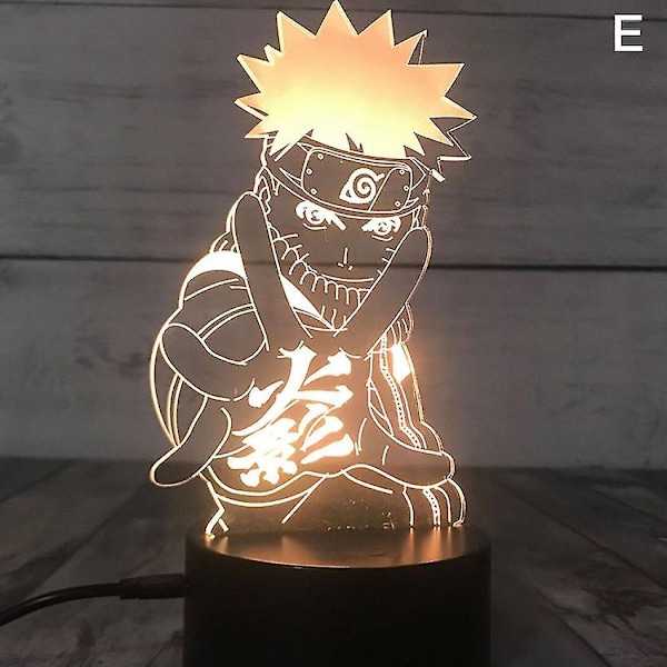 3D Nattlampor Naruto Team Uzumaki Naruto Sasuke Sakura Figur Led Nattlampa E