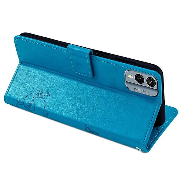 Nokia X30 5G Skal med Handrem Plånbok Flip PU Läder Fjäril Blomma Telefonfodral Multicolor Style A