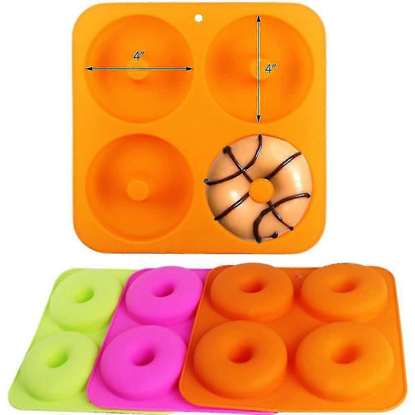 3 st 4 tum Donuts Bakform Full Size Icke-Klibbig Silikonformar Donutsbrickor Donutsformar, Slumpmässiga Färger