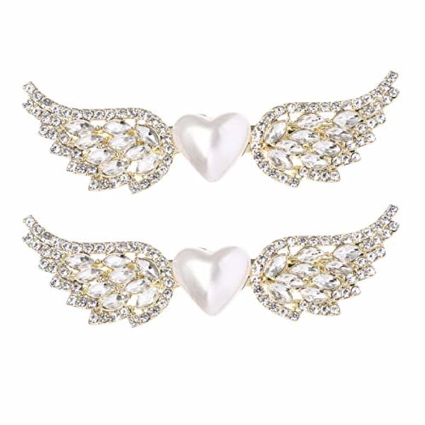 2 stk krystallperle hårklipp hårnål rhinestone engelvinger hår