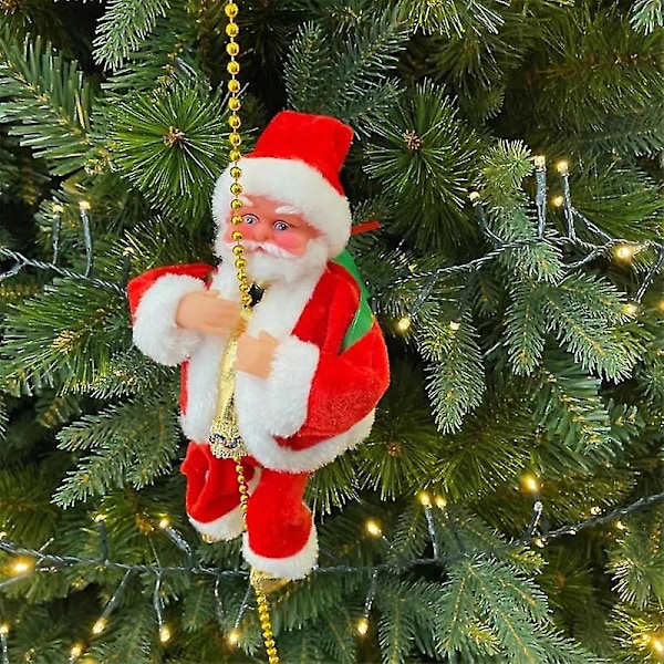 Elektrisk Klättrande Jultomte Musikleksak, Klättrande Tomte Dekoration, Hängande Dekoration Julpynt Barnpresent Festdekoration