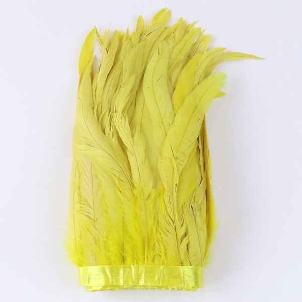 25-30 Cm Tuppfjädrar Trims Fransfärgade Färgglada naturliga kukfjäderband för festkostym Kläder Huvudbonad dekoration yellow 25-30 cm