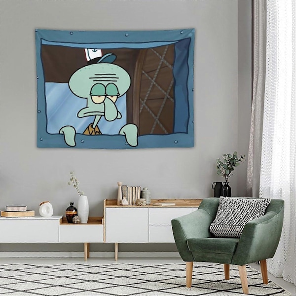 Rolig Squidward Titta på Dig Väggbonad för College Dorm, Sovrum och Vardagsrum Heminredning, Bläckfisk Cartoon Väggbonader Hängande för Presenter 30\"x40\"