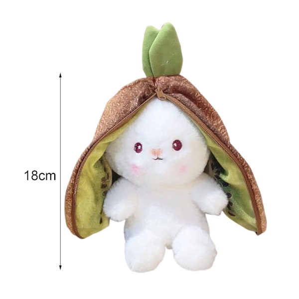 18cm Plushkanin med Blixtlås Vattenmelon Ananas Kiwi Frukt Djur Plushies Ornament Fluffig Fylld Djur Cartoon Kanin Dock Barn Leksak